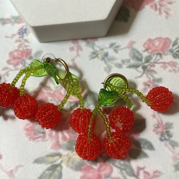 Cherry Beaded Drop Earrings - Picture 8 of 13